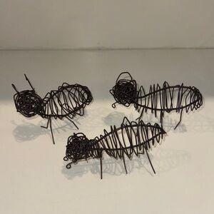 Whimsical Handmade Wire Ant Sculptures Set of 3 Unique Metal Insect Garden Decor